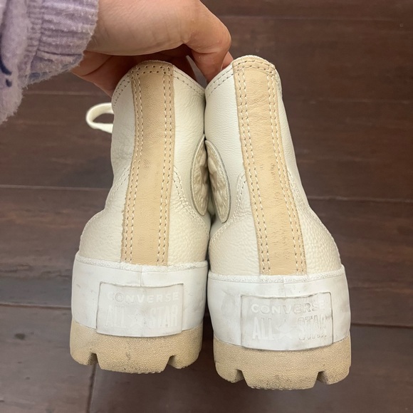 [Converse] Cream Leather High-Top Platform Sneakers - Picture 4 of 9